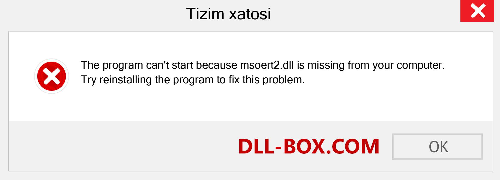 msoert2.dll fayli yo'qolganmi?. Windows 7, 8, 10 uchun yuklab olish - Windowsda msoert2 dll etishmayotgan xatoni tuzating, rasmlar, rasmlar